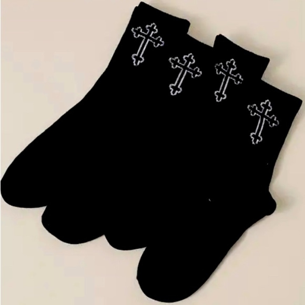 Crosses socks sliver & black
